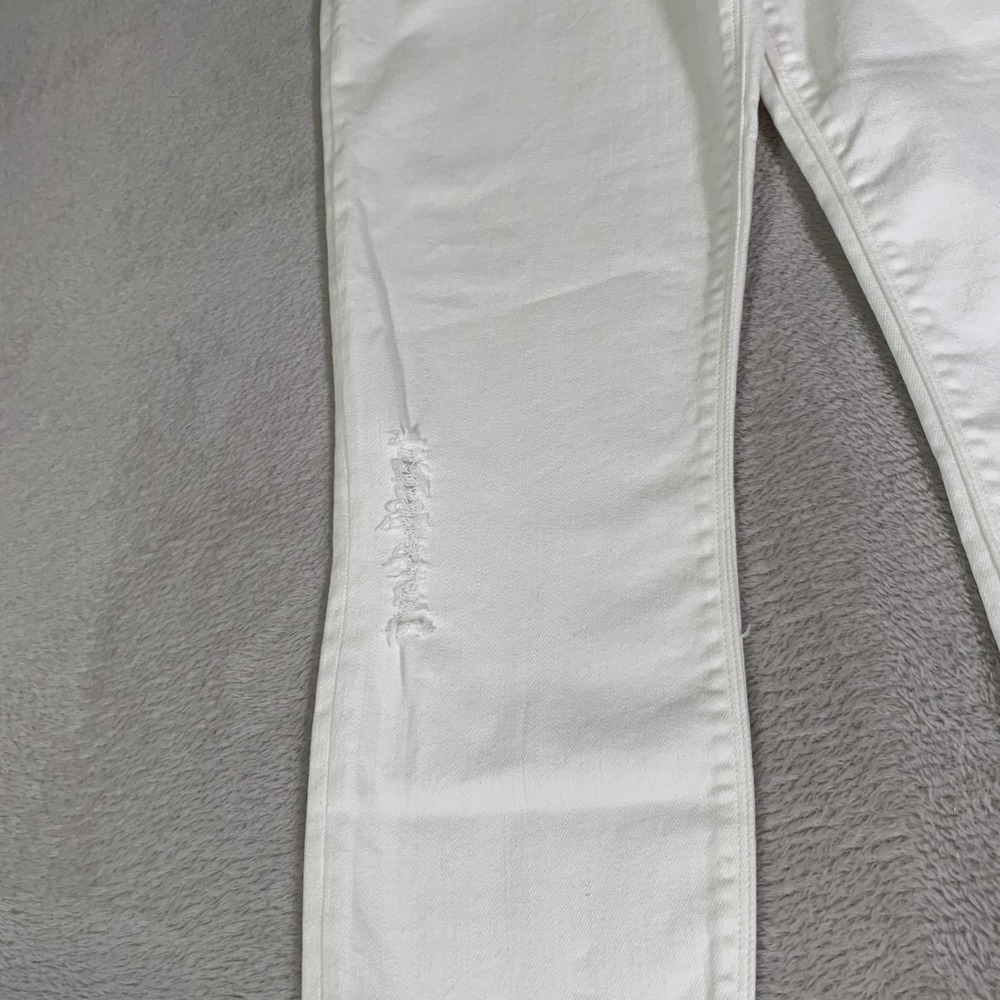 Spanx Distressed Skinny Jeans Womens Medium White Mid Rise Shaping Stretch NEW - Picture 4 of 16